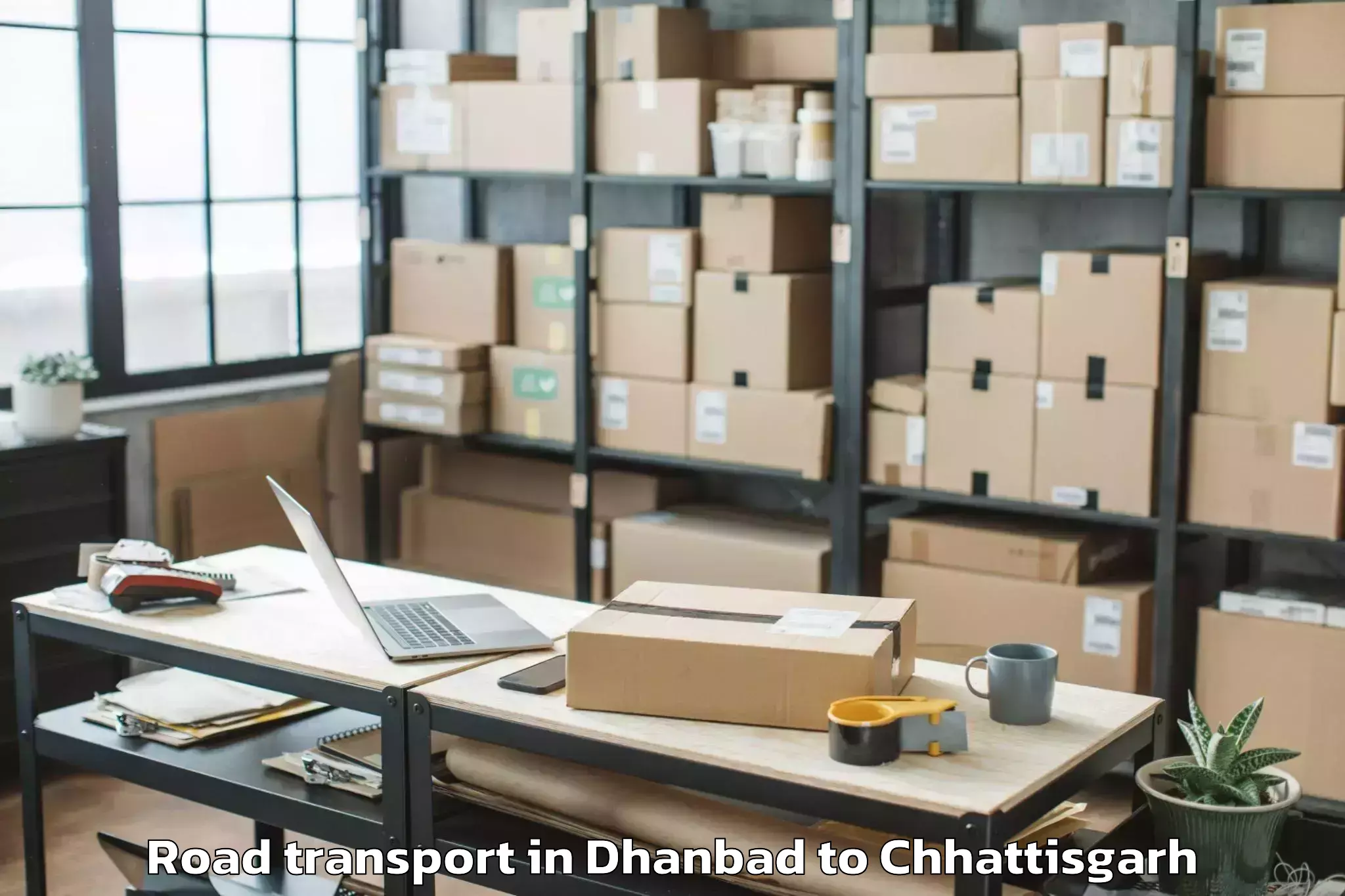 Book Dhanbad to Abhilashi University Raipur Road Transport Online